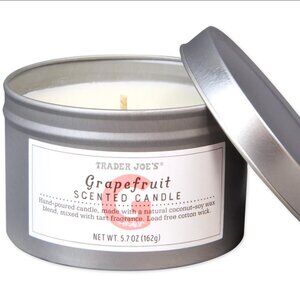 NWT, Trader Joe's Grapefruit Scented Coconut-Soy Wax Candle, 5.7 Ounces